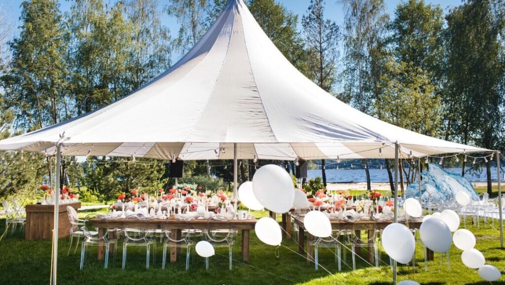 guests and activities in event tent